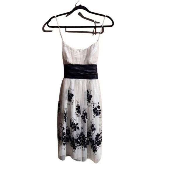 Vtg Netted Overlay Velvet Embossed Floral Empire Satin Tie Dress Sz 9/10 - Picture 1 of 11